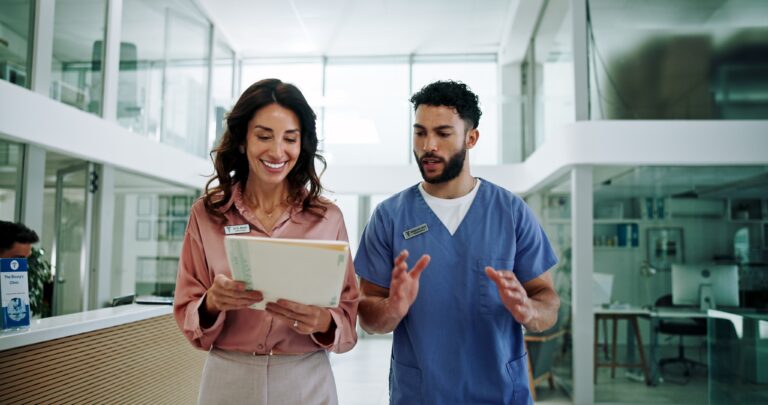 Hospital,Chief,,Teamwork,And,Planning,With,Doctor,And,Woman,For