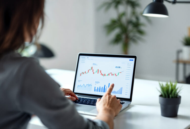 woman-is-typing-laptop-with-graph-graph-screen
